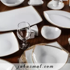 سرویس چینی پردیس طرح آترینا طلایی 105 پارچه کد 160b