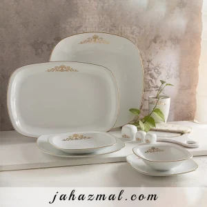 سرویس چینی زرین طرح کوئین طلایی 27 پارچه