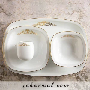 سرویس چینی زرین طرح کوئین طلایی 27 پارچه